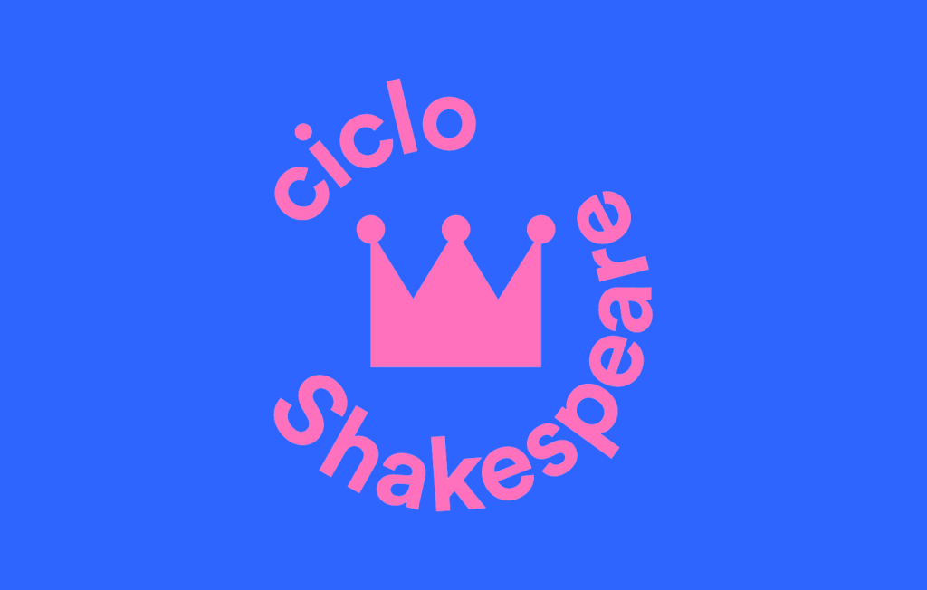 Logótipo do Ciclo Shakespeare, composto por uma coroa cor-de-rosa sobre um fundo azul escuro. à volta da coroa encontram-se as palavras Ciclo Shakespeare.