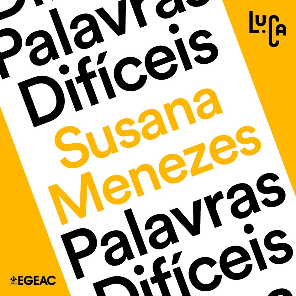 Montagem gráfica com 'Palavras Difíceis' e 'Susana Menezes'